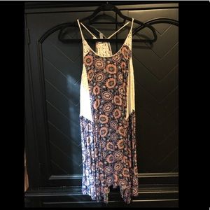 Navy floral and lace spaghetti strap dress